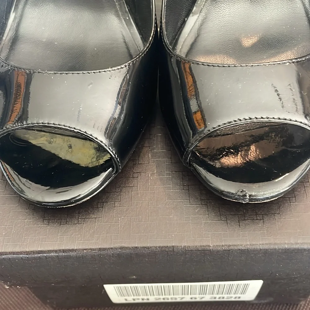 Cole Haan Air Talia Black Patent Leather Open Toe Slingback Heel Size 7C… - Picture 13 of 13
